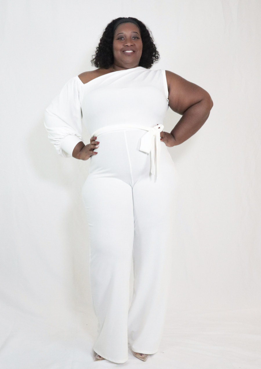 Off White Plus Size One Shoulder ...